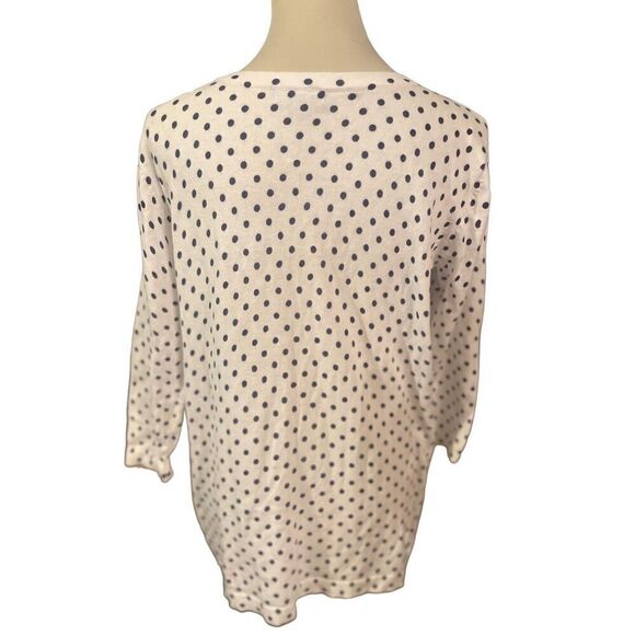 Laura Scott Lightweight White with Black Polka Dots Long Sleeve 100% Cotton Card - Picture 3 of 9